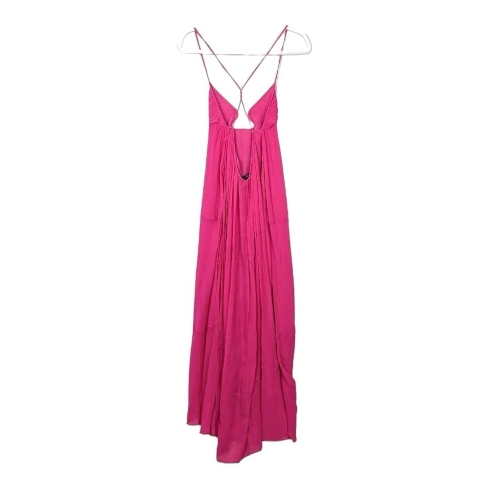 Women’s Fuchsia Halter Maxi Dress - Lightweight Beach Cover-Up - Picture 9 of 15